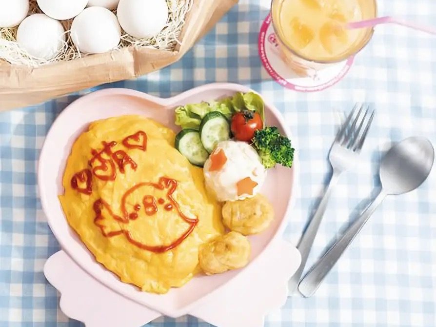 Omurice with a ketchup drawing